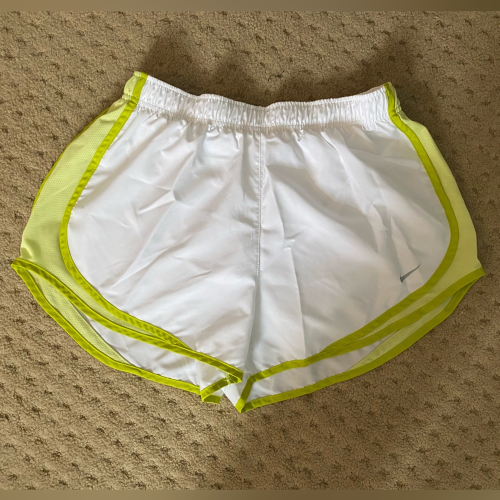 White and Green Nike athletic Shorts